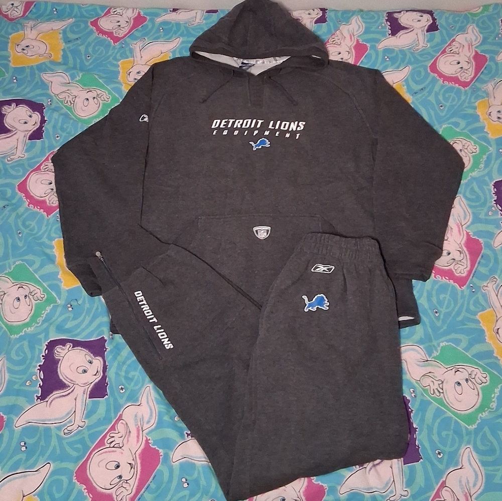 2003 Player Issued Detroit Lions Vintage Hoodie & Sweat Pants Set Sweatsuit